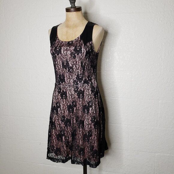 Charlotte Russe Black Lace Overlay Cut Out Dress L - Picture 3 of 16